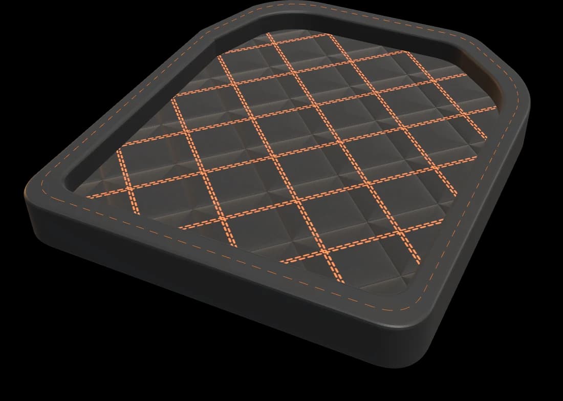 7D floor mat, onyx with orange stitching